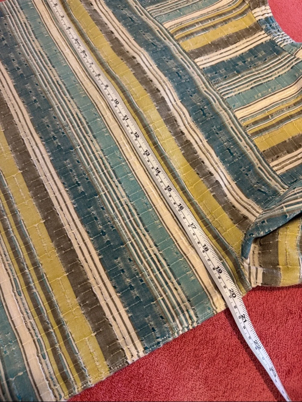 Alfred Dunner Striped Cotton Blend Utility Jacket in Teal, Yellow & White